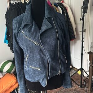 Vici suede navy moto jacket